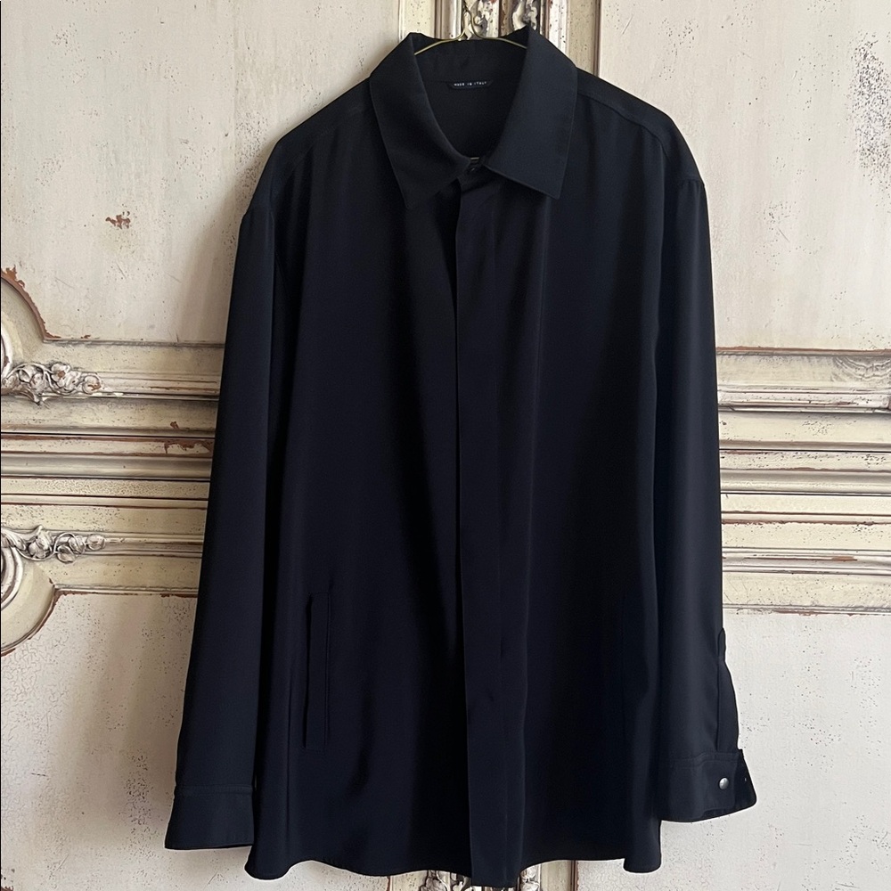Giorgio Armani Black Single-Breasted Trench Coat